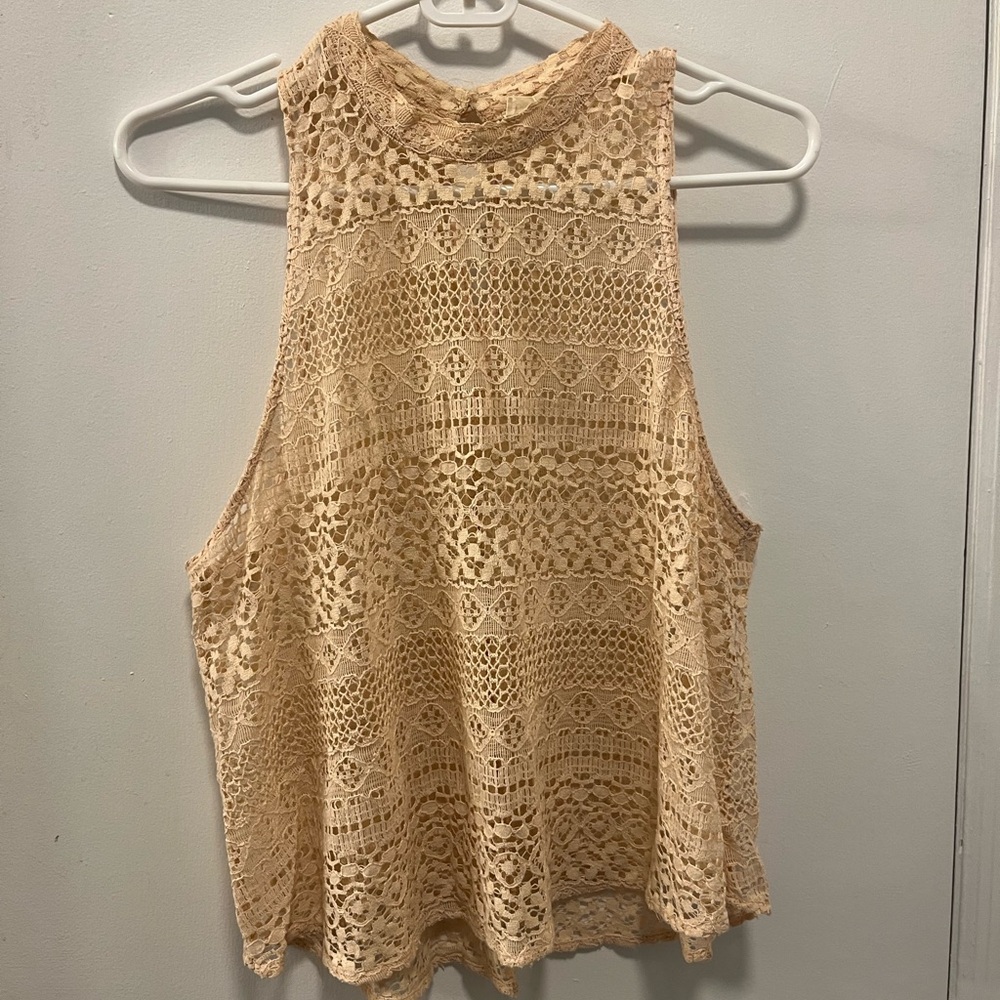 Lace Sleeveless Cream Top